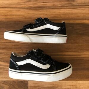 Vans Kids Black and White Velcro Sneakers